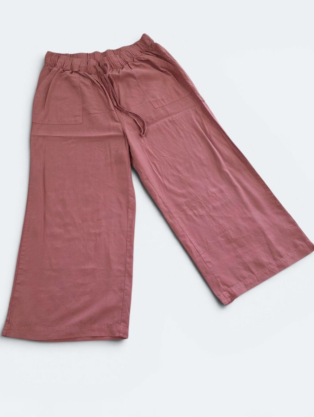 Thread & Supply Brick Dust Pink Wide Leg Cropped Pants Drawstring Size XL